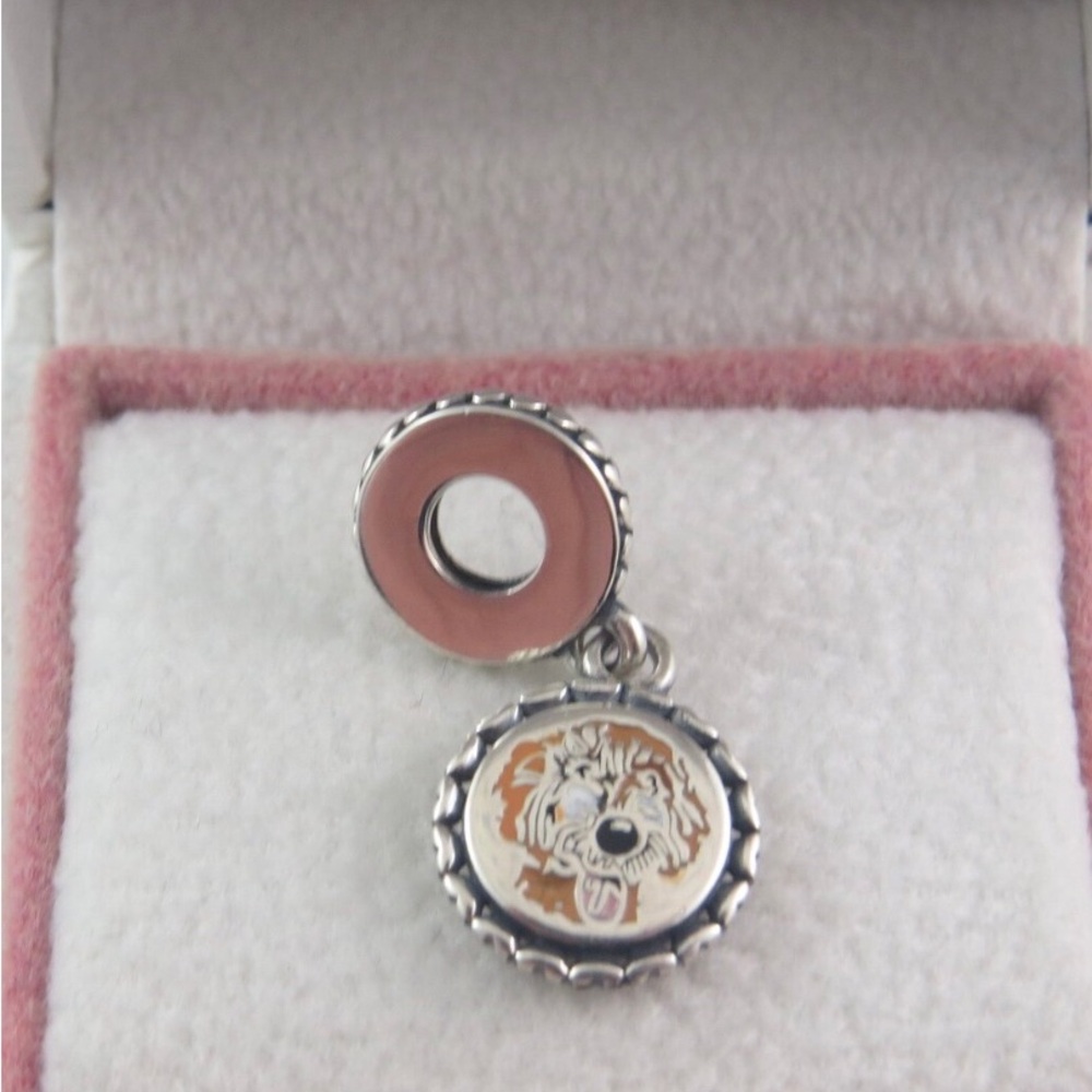 Pandora Dog Charm – Sterling Silver Engravable Back Pet Bead, Fits Moments Brace